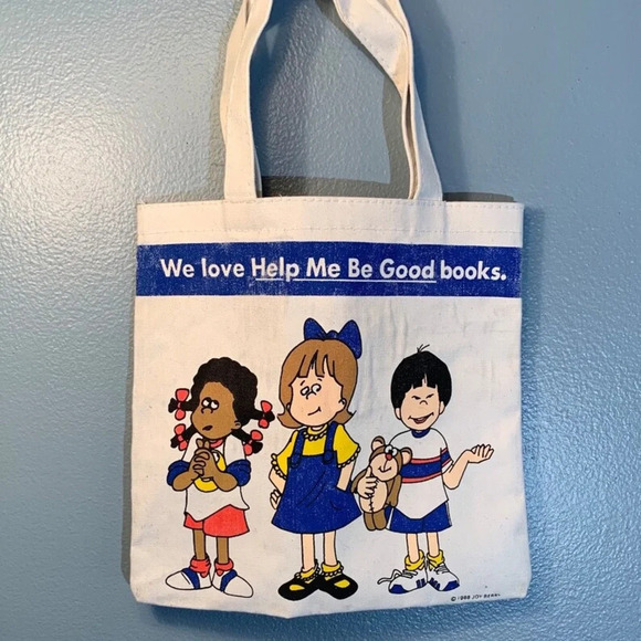 Vintage 1988 Joy Bears We Love Help me be Good Books Kids Tote Bag - Picture 4 of 7